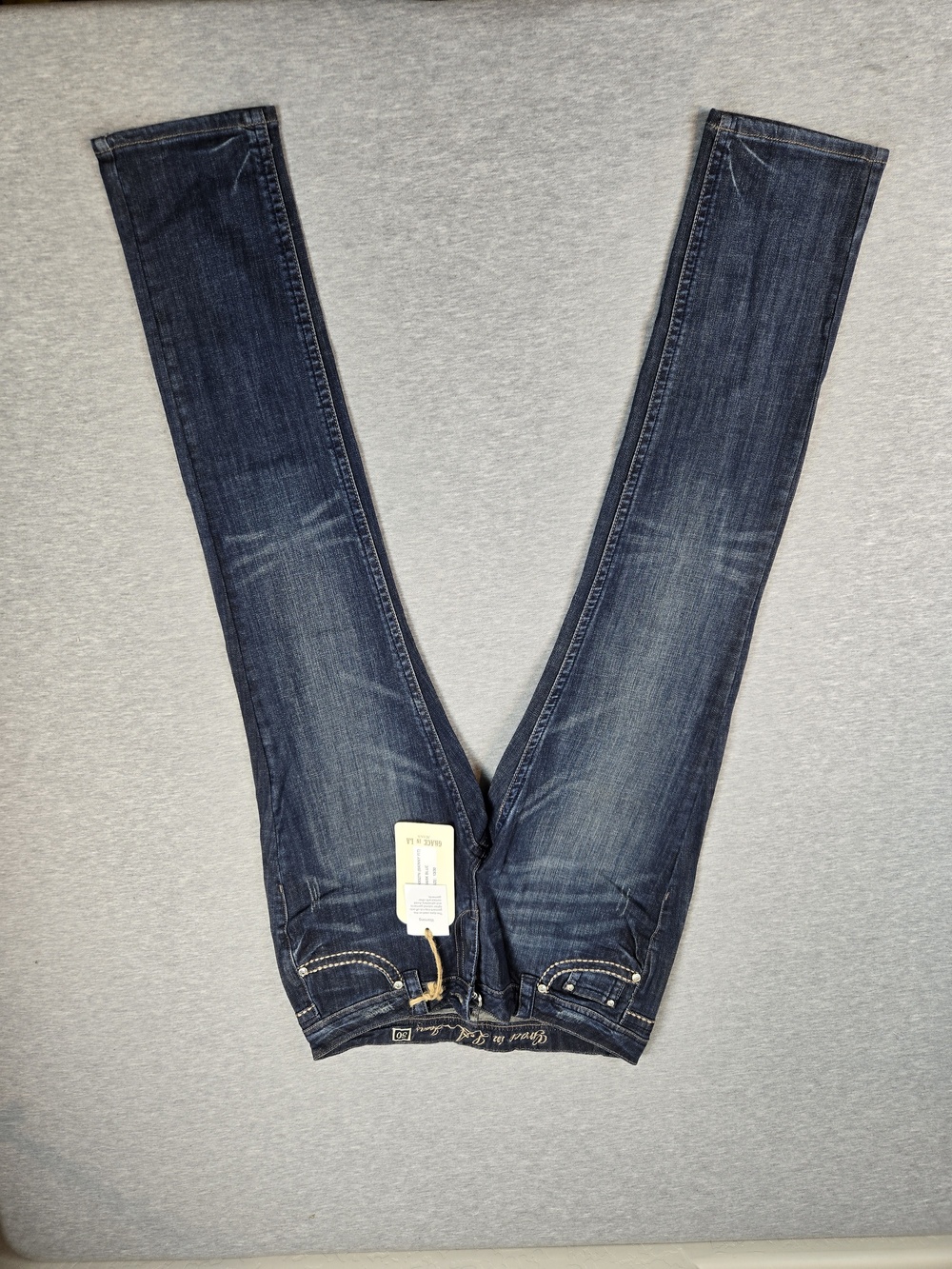 Grace in LA Jeans Womens 13/30 Dark Blue Skinny Fit Embellished Pockets Denim